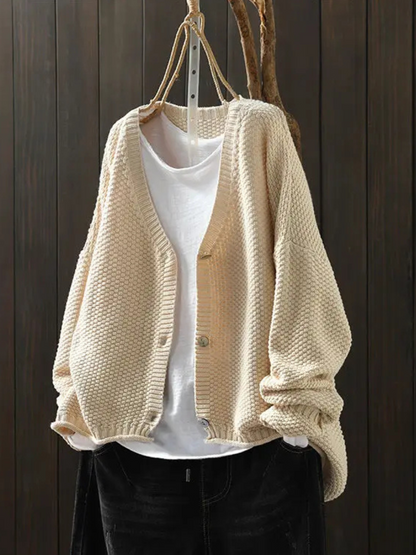 Kvinders Strikket Cardigan med V-hals 3