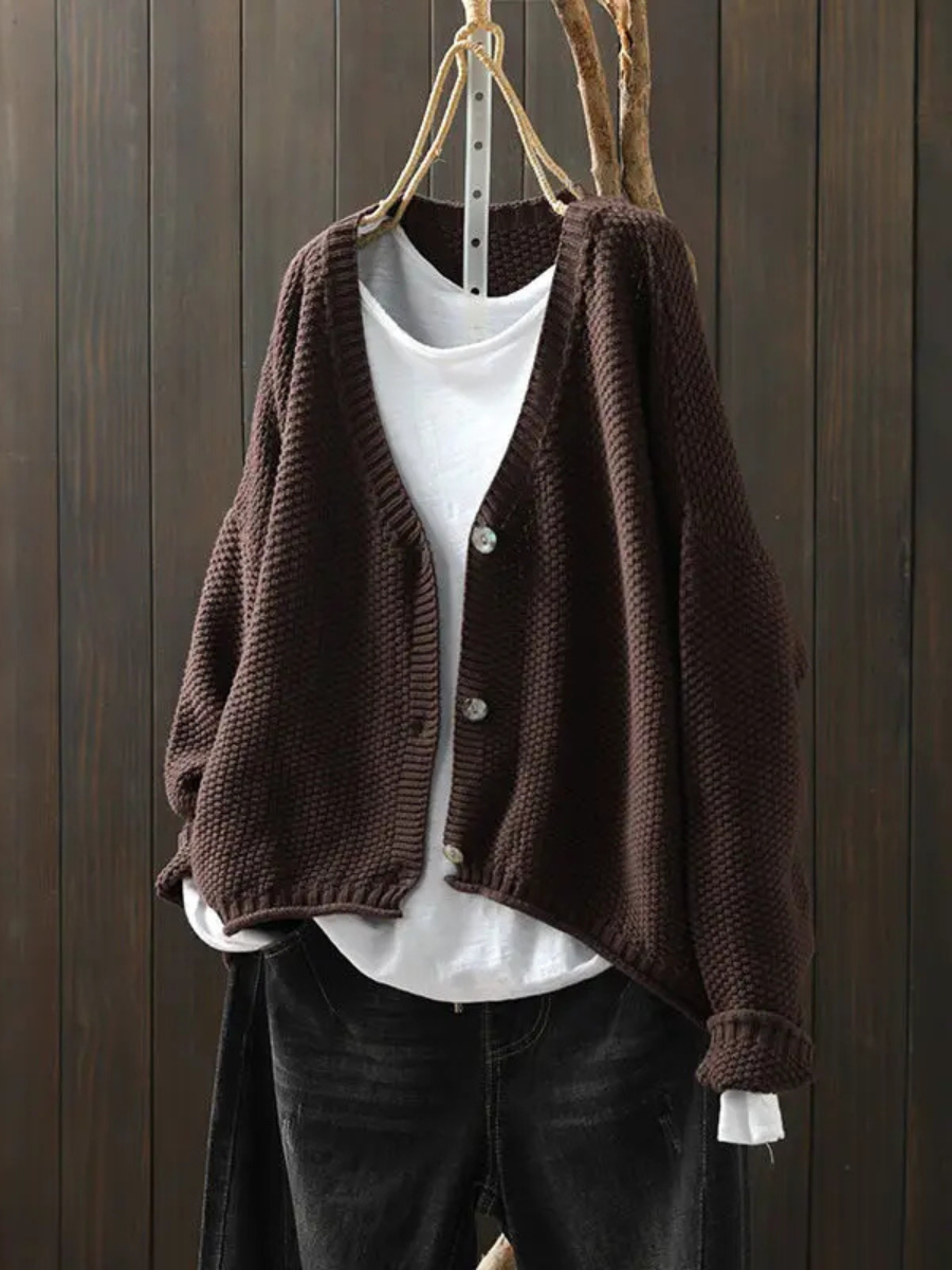 Kvinders Strikket Cardigan med V-hals 4