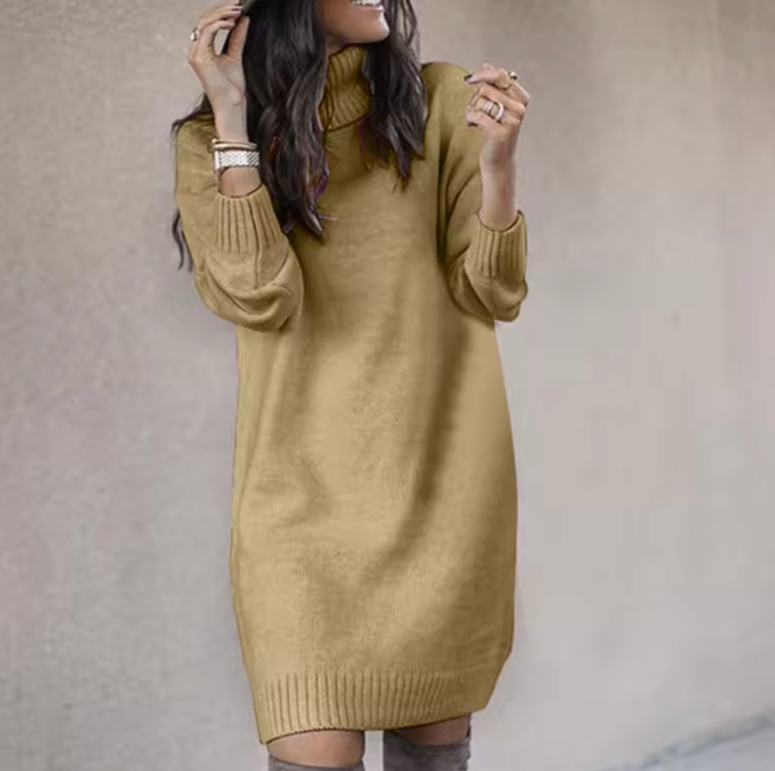 Kvinders Strikket Kjole Casual Stil 1