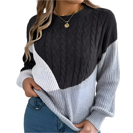 Kvinders Strikket Sweater Farveblok Design Polyester 0