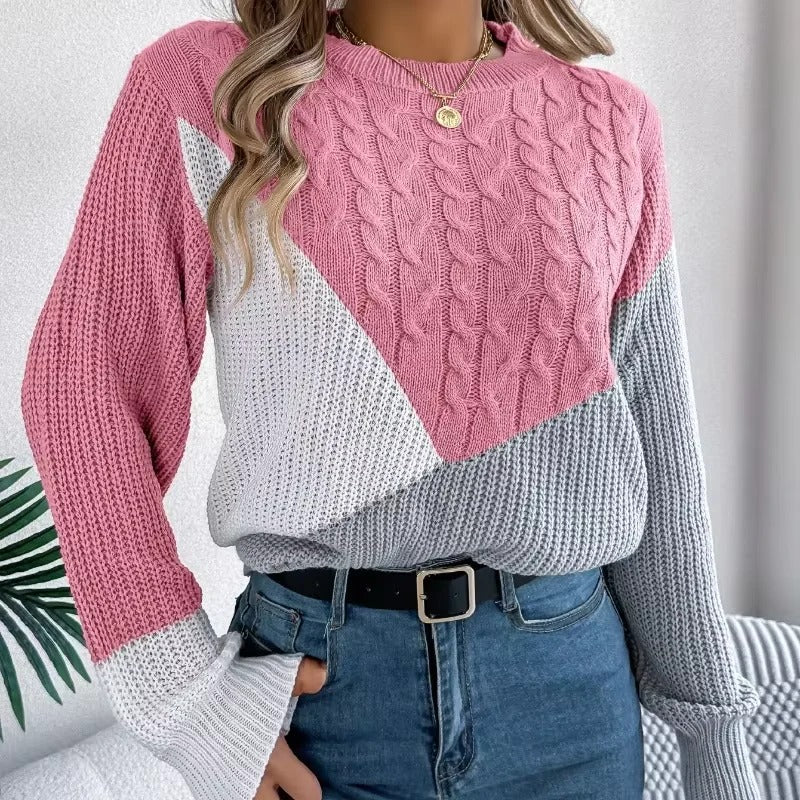 Kvinders Strikket Sweater Farveblok Design Polyester 2