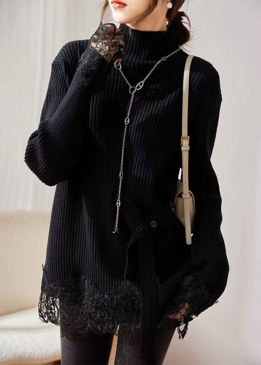 Kvinders Strikket Sweater med Rullekrave 1