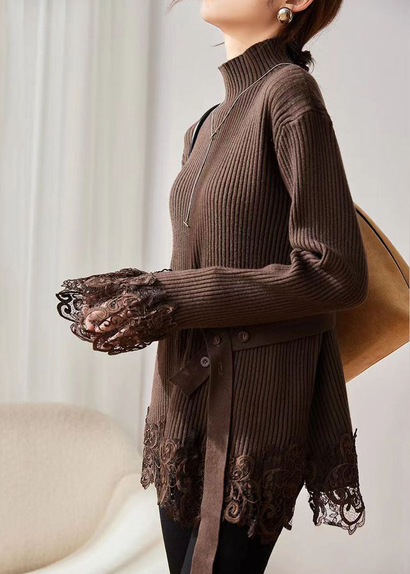 Kvinders Strikket Sweater med Rullekrave 2
