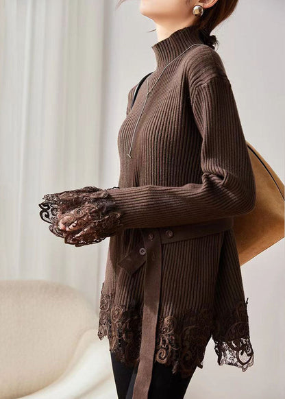 Kvinders Strikket Sweater med Rullekrave 2
