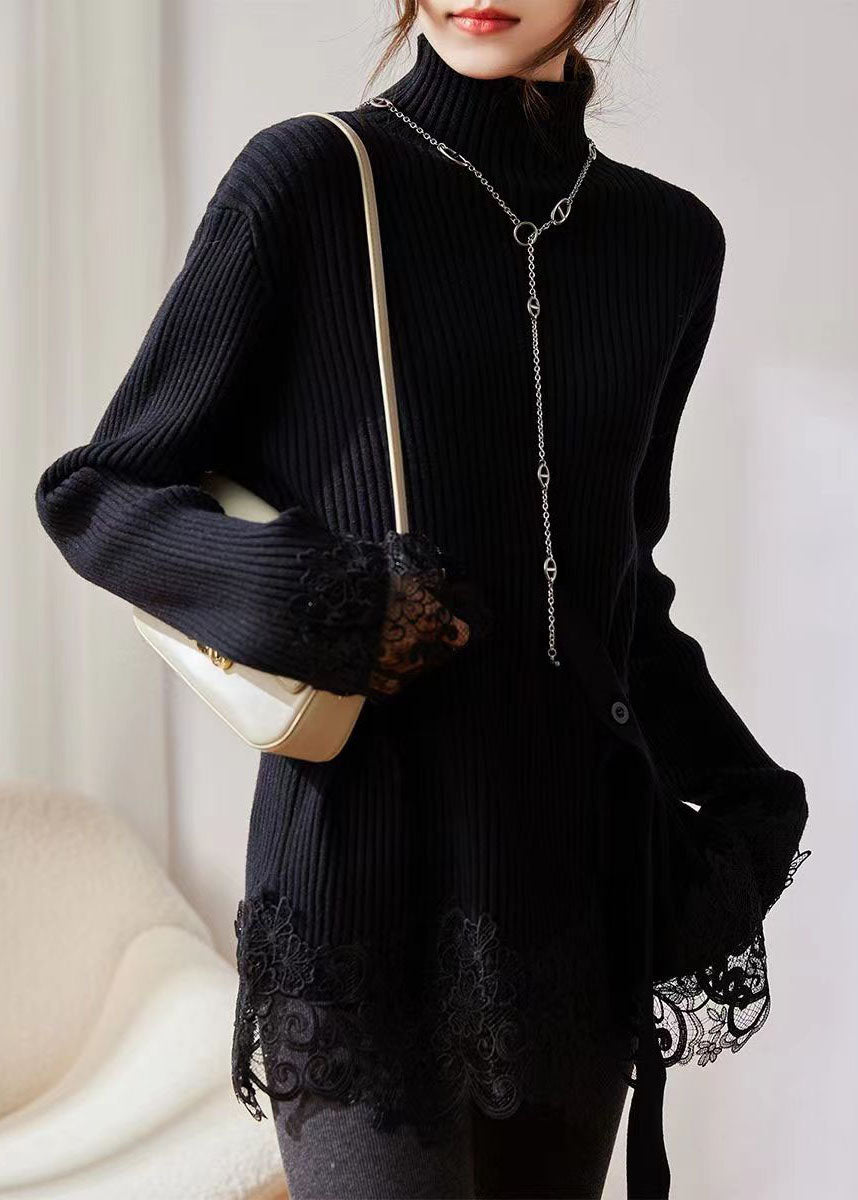 Kvinders Strikket Sweater med Rullekrave 3