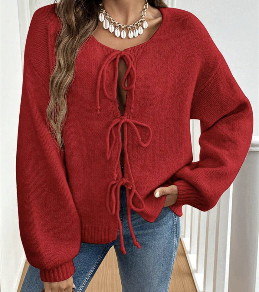 Kvinders Strikket Sweater med Snøredetaljer 10