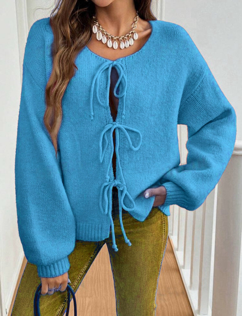 Kvinders Strikket Sweater med Snøredetaljer 12