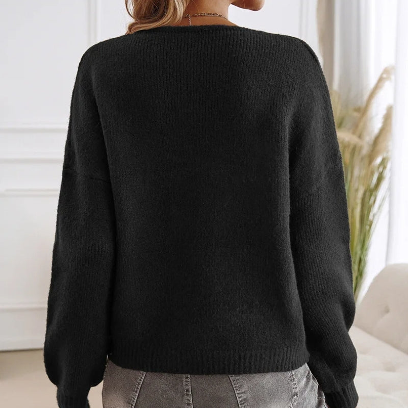Kvinders Strikket Sweater med Snøredetaljer 6