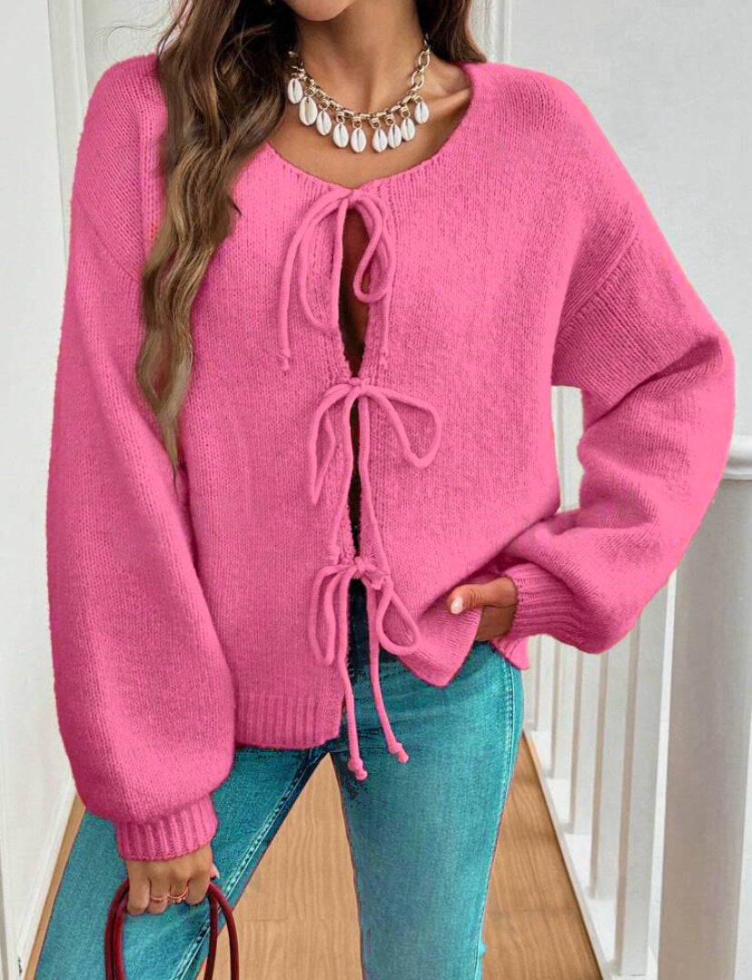 Kvinders Strikket Sweater med Snøredetaljer 9