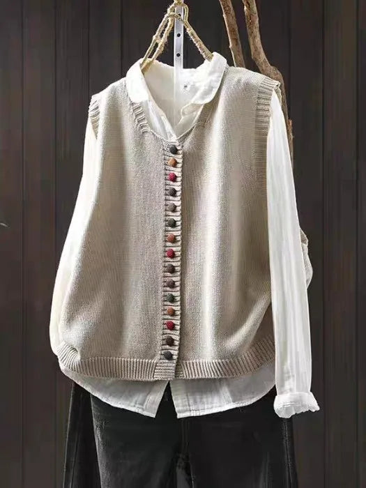 Kvinders Strikket Vest med Klassisk Design 1