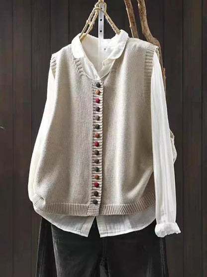 Kvinders Strikket Vest med Klassisk Design 1