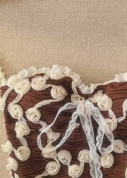 Kvinders Stropløs Top med Blomsterblonde Detaljer 3