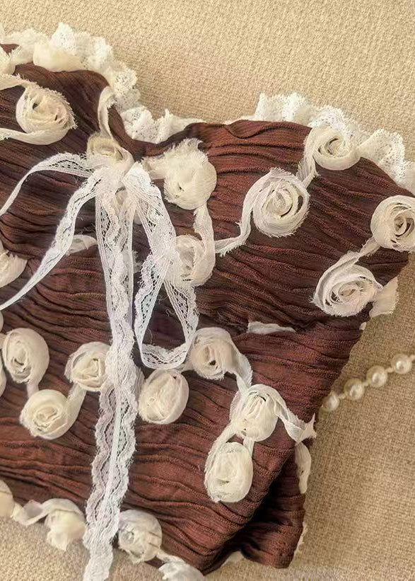 Kvinders Stropløs Top med Blomsterblonde Detaljer 4