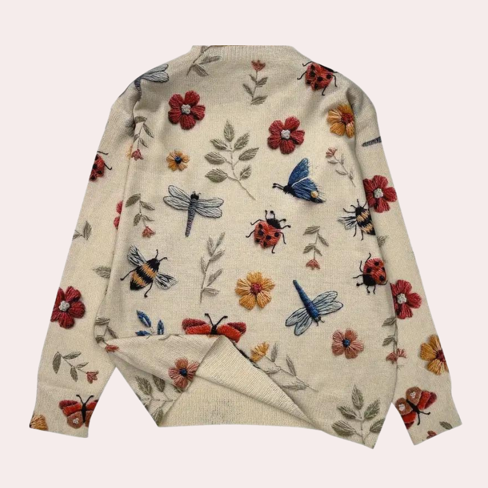 Kvinders Sweater Blomsterdesign Rummelig 1
