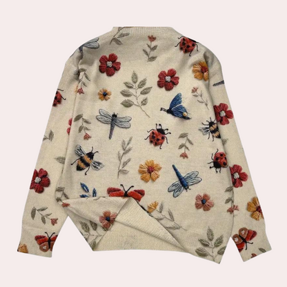 Kvinders Sweater Blomsterdesign Rummelig 1