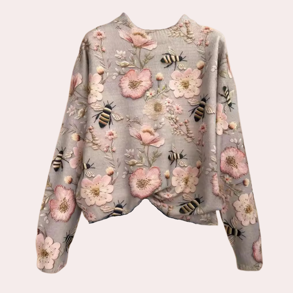 Kvinders Sweater Blomsterdesign Rummelig 2