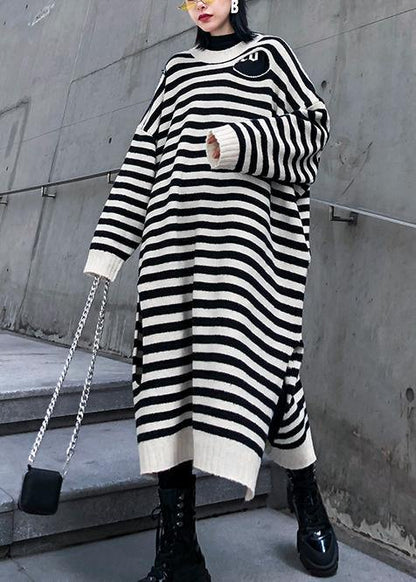 Kvinders Sweater Kjole med Stribet Design 1