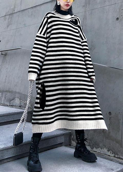 Kvinders Sweater Kjole med Stribet Design 2