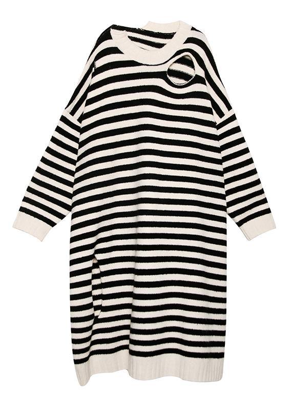 Kvinders Sweater Kjole med Stribet Design 4
