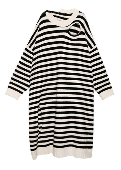 Kvinders Sweater Kjole med Stribet Design 4