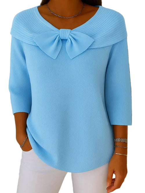 Kvinders Sweater med Sløjfe Detalje Romantisk Stil 0