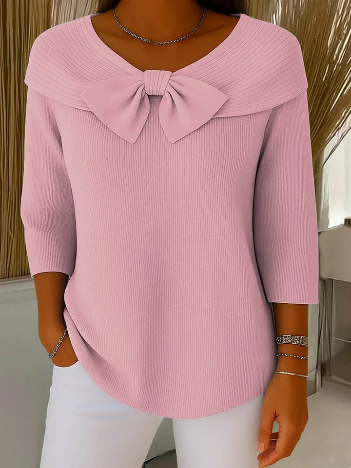 Kvinders Sweater med Sløjfe Detalje Romantisk Stil 1