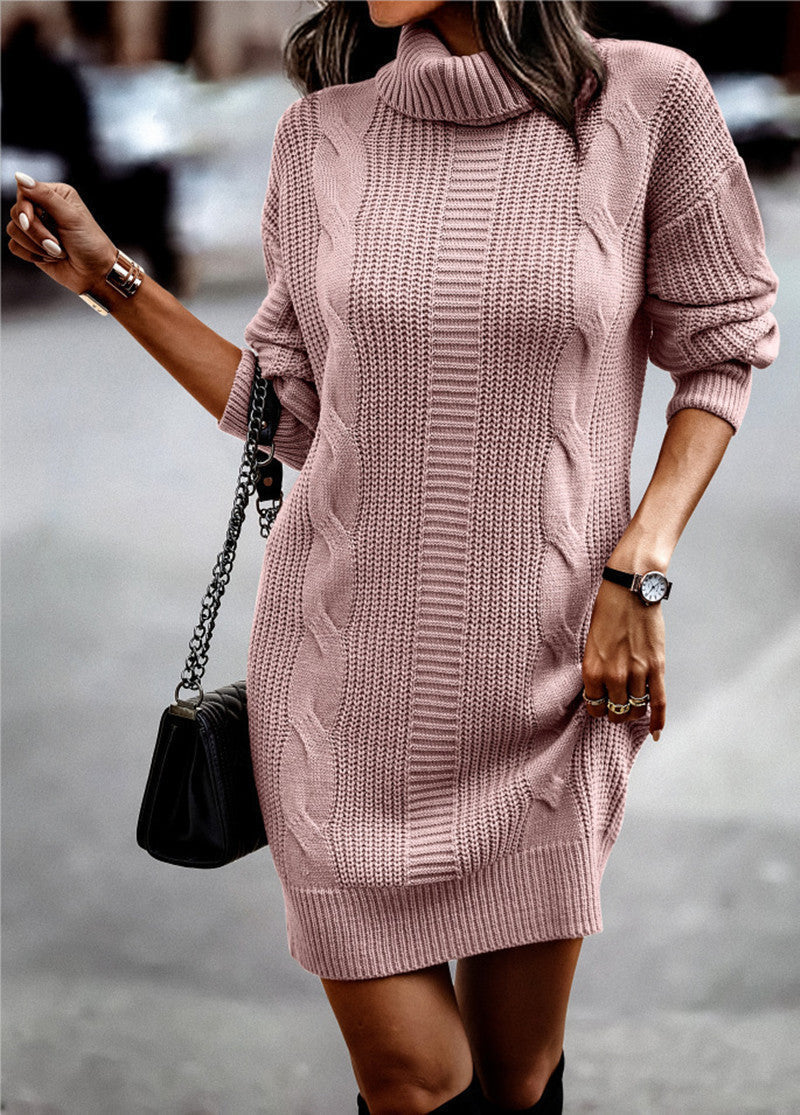 Kvinders Sweaterkjole Ribstrikket 5