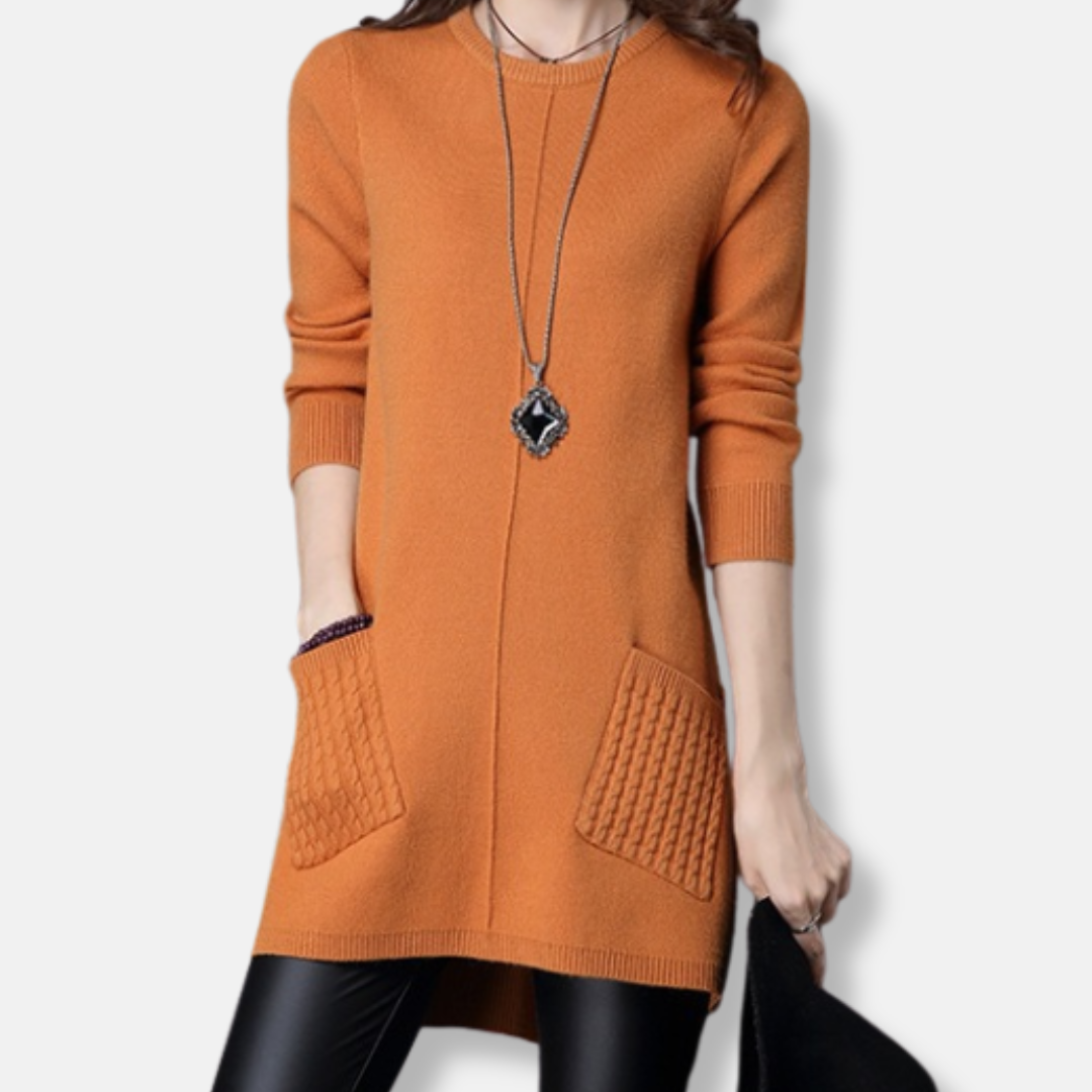 Kvinders Sweaterkjole med Rund Hals 4