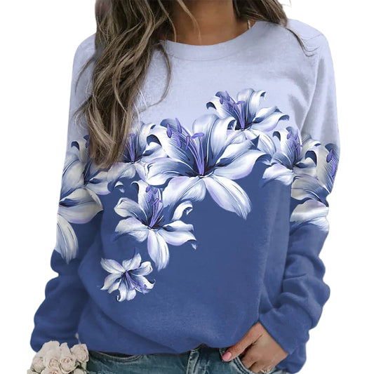Kvinders Sweatshirt med Blomsterprint 0