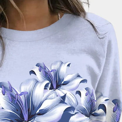 Kvinders Sweatshirt med Blomsterprint 2