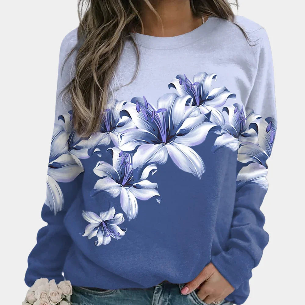 Kvinders Sweatshirt med Blomsterprint 4