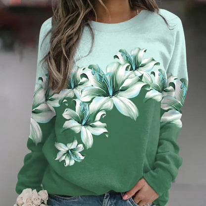 Kvinders Sweatshirt med Blomsterprint 5