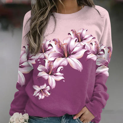 Kvinders Sweatshirt med Blomsterprint 6