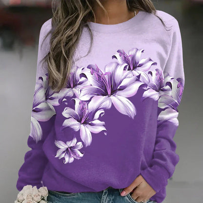 Kvinders Sweatshirt med Blomsterprint 7