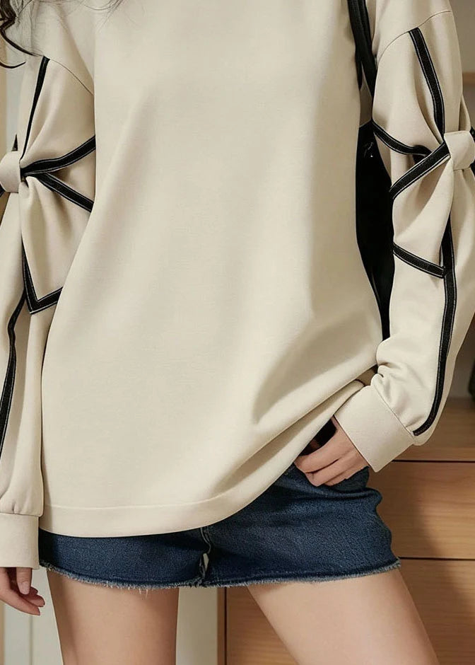 Kvinders Sweatshirt med O-hals og Patchwork Detaljer 3