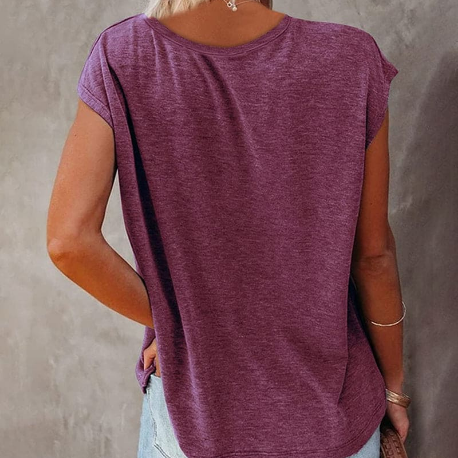 Kvinders T-shirt V-hals Flydende Stil 2