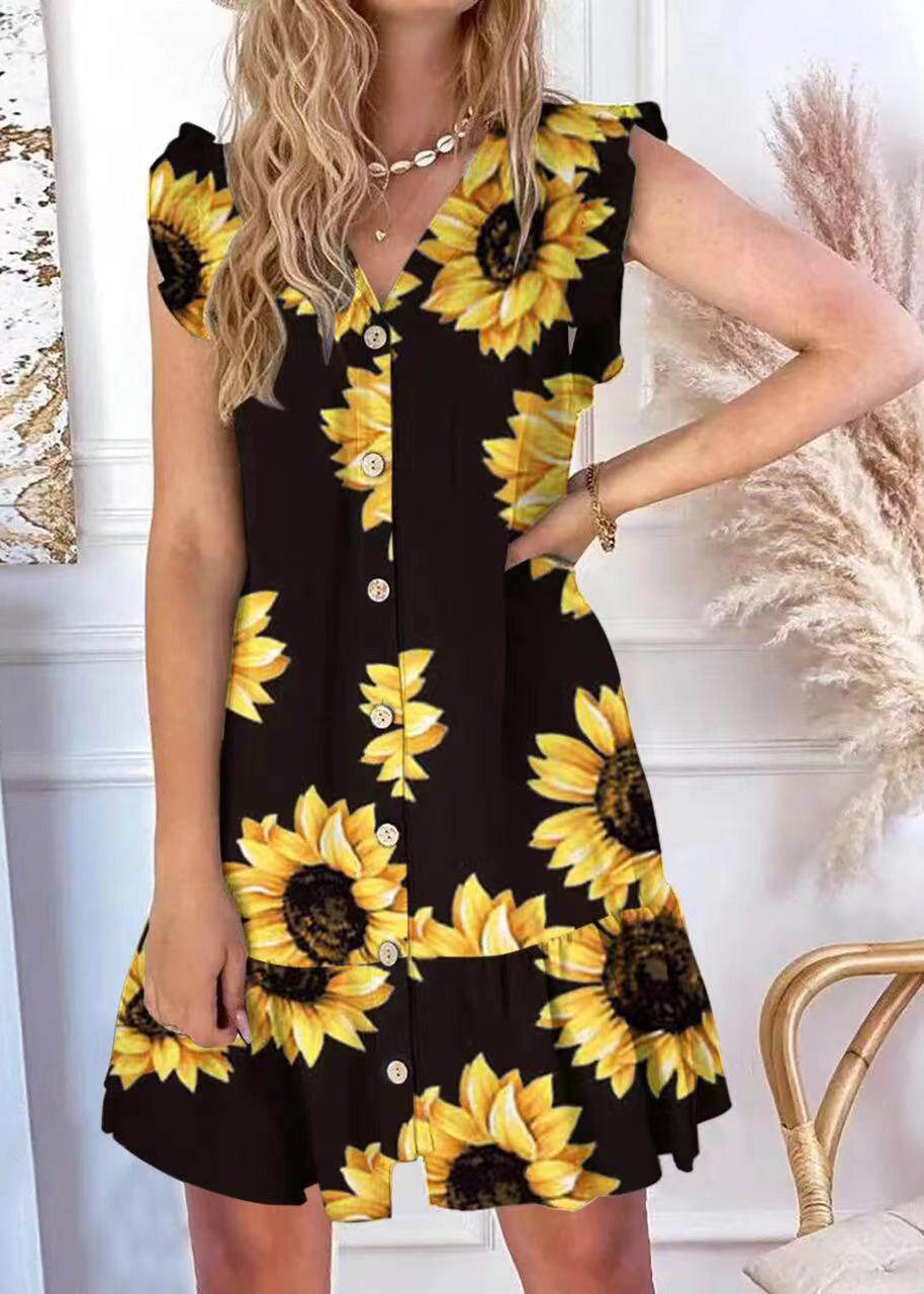 Kvinders Tea Dress med Grønne Print Plus Size 2