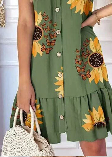 Kvinders Tea Dress med Grønne Print Plus Size 4