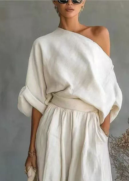 Kvinders To-delt Sæt Oversized One Shoulder Sommerstil 3
