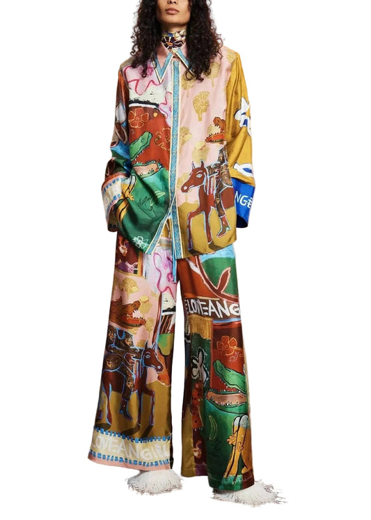 Kvinders To-delt Sæt Oversized Print Efterår 0