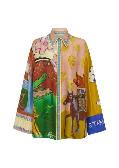 Kvinders To-delt Sæt Oversized Print Efterår 4