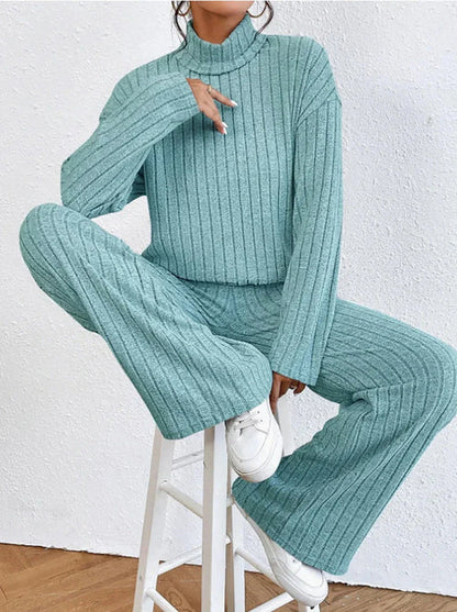 Kvinders To-delt Sæt Rullekrave Casual Style 2