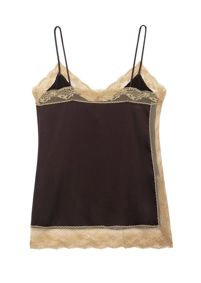 Kvinders To-delt Sæt med Blonde Patchwork Design 4