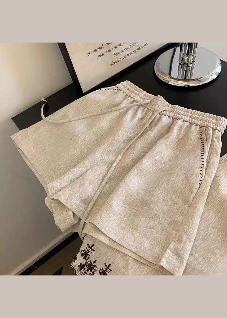 Kvinders To-delt Sæt med O-hals og Broderi Casual Stil 3