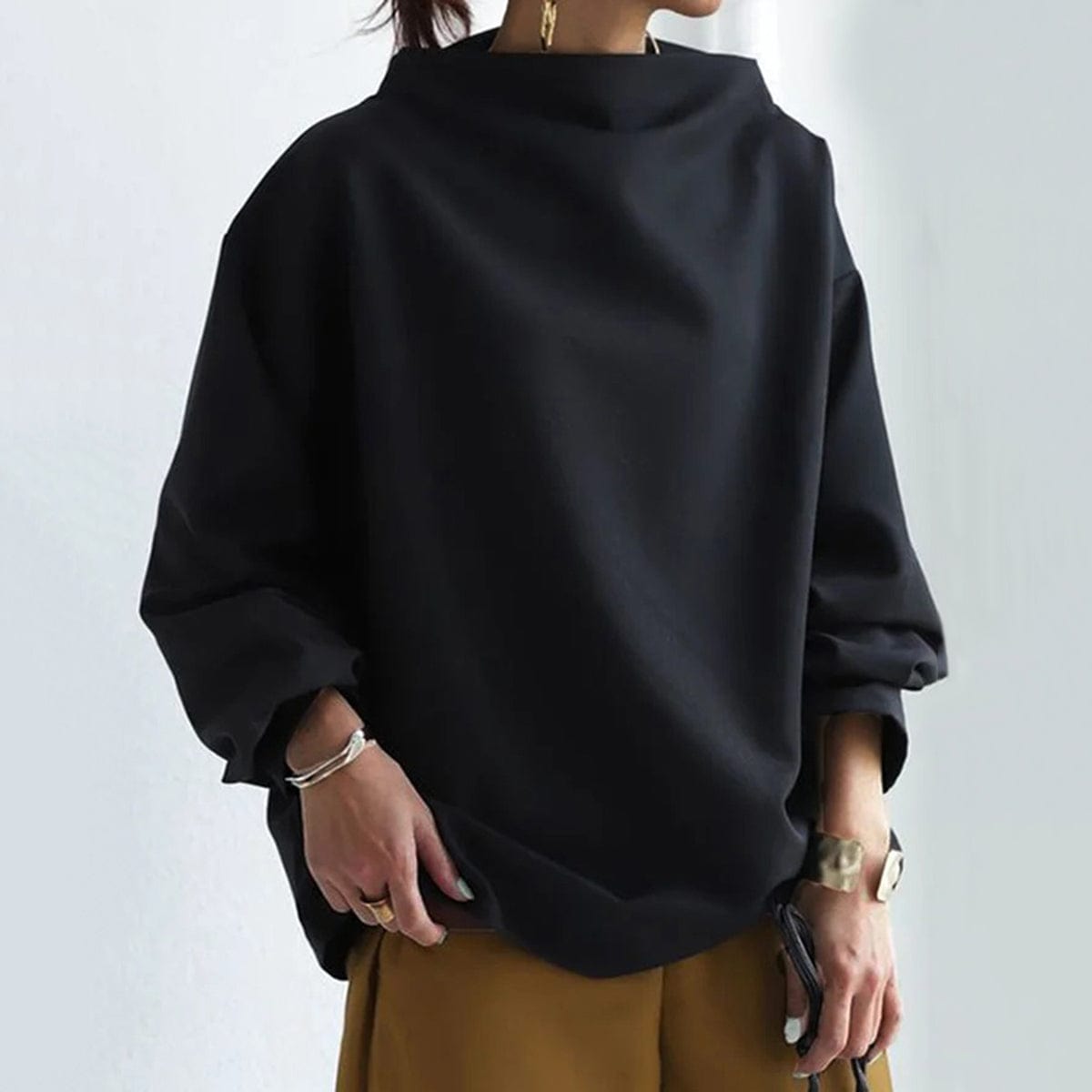 Kvinders Top Høj Hals Casual 5
