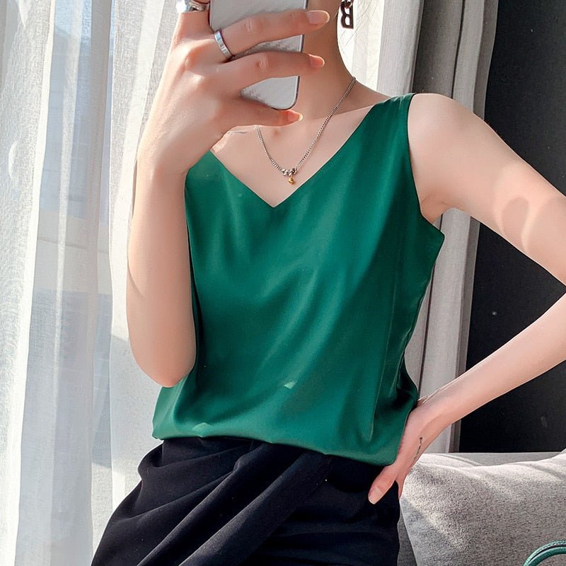 Kvinders Top med V-hals Minimalistisk Stil 1