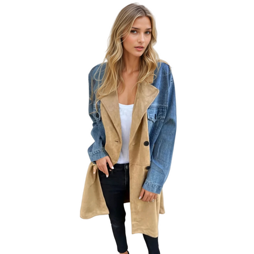 Kvinders Trench Coat To-farvet Denim 0