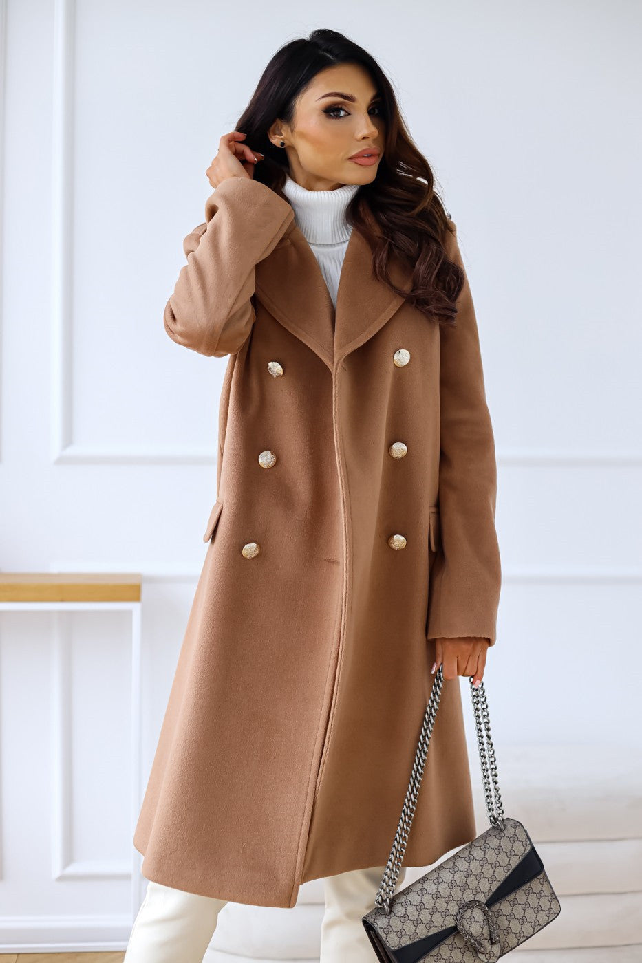 Kvinders Trenchcoat Dobbeltradet Design med Skræddersyet Talje 2