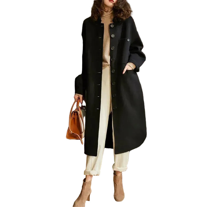 Kvinders Trenchcoat Tidløs Stil Lang Jakke 0