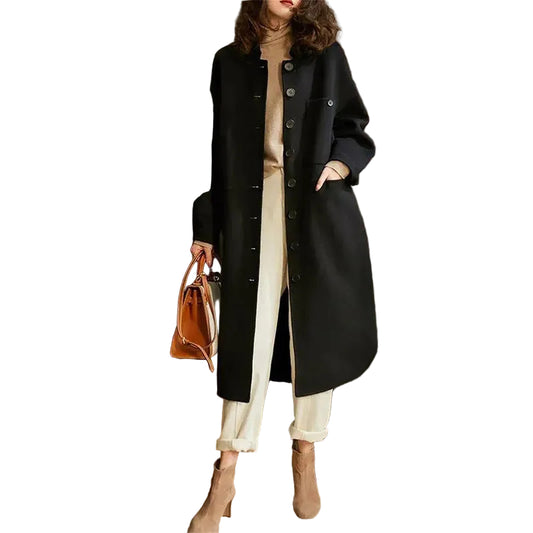 Kvinders Trenchcoat Tidløs Stil Lang Jakke 0